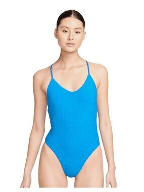 Nike‎ Swim Retro Flow T-Back One-Piece Blue NESSE244-458 Women's L NEW with Tags
